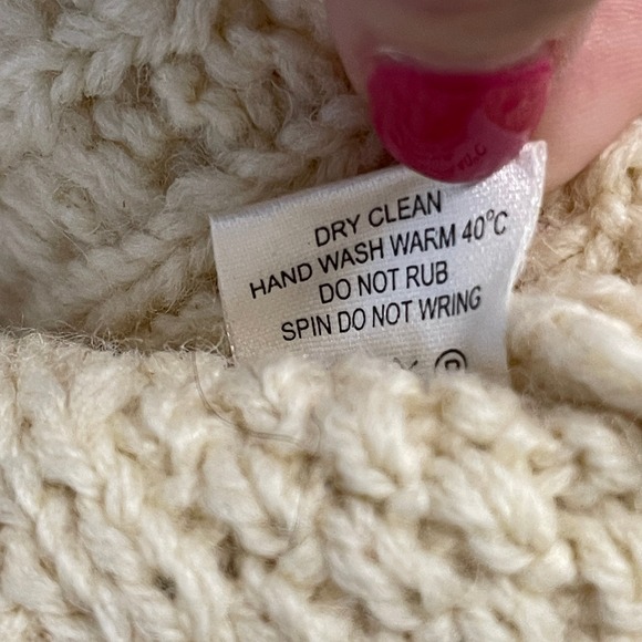 Blarney Woolen Mills Cable Knit Cardigan Sweater Women's Large Cream Wool - Picture 9 of 11